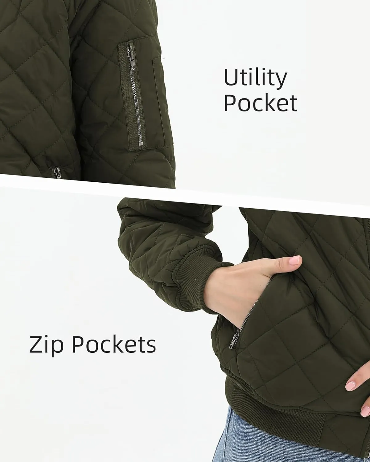 Argstar Women's Quilted Bomber Jakcet with 5 Pockets (XS-XXL)