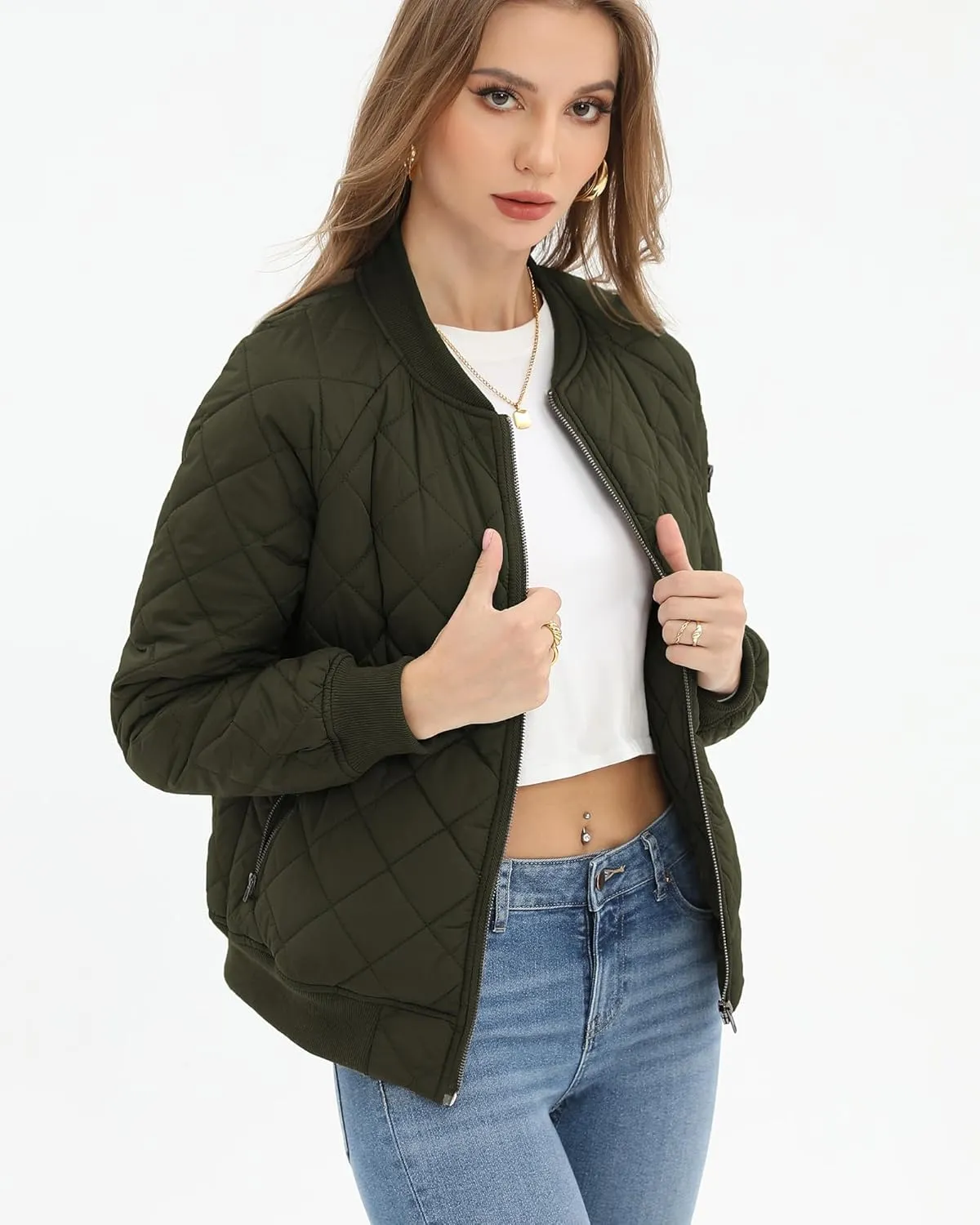 Argstar Women's Quilted Bomber Jakcet with 5 Pockets (XS-XXL)