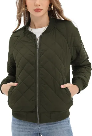 Argstar Women's Quilted Bomber Jakcet with 5 Pockets (XS-XXL)