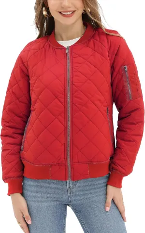Argstar Women's Quilted Bomber Jakcet with 5 Pockets (XS-XXL)