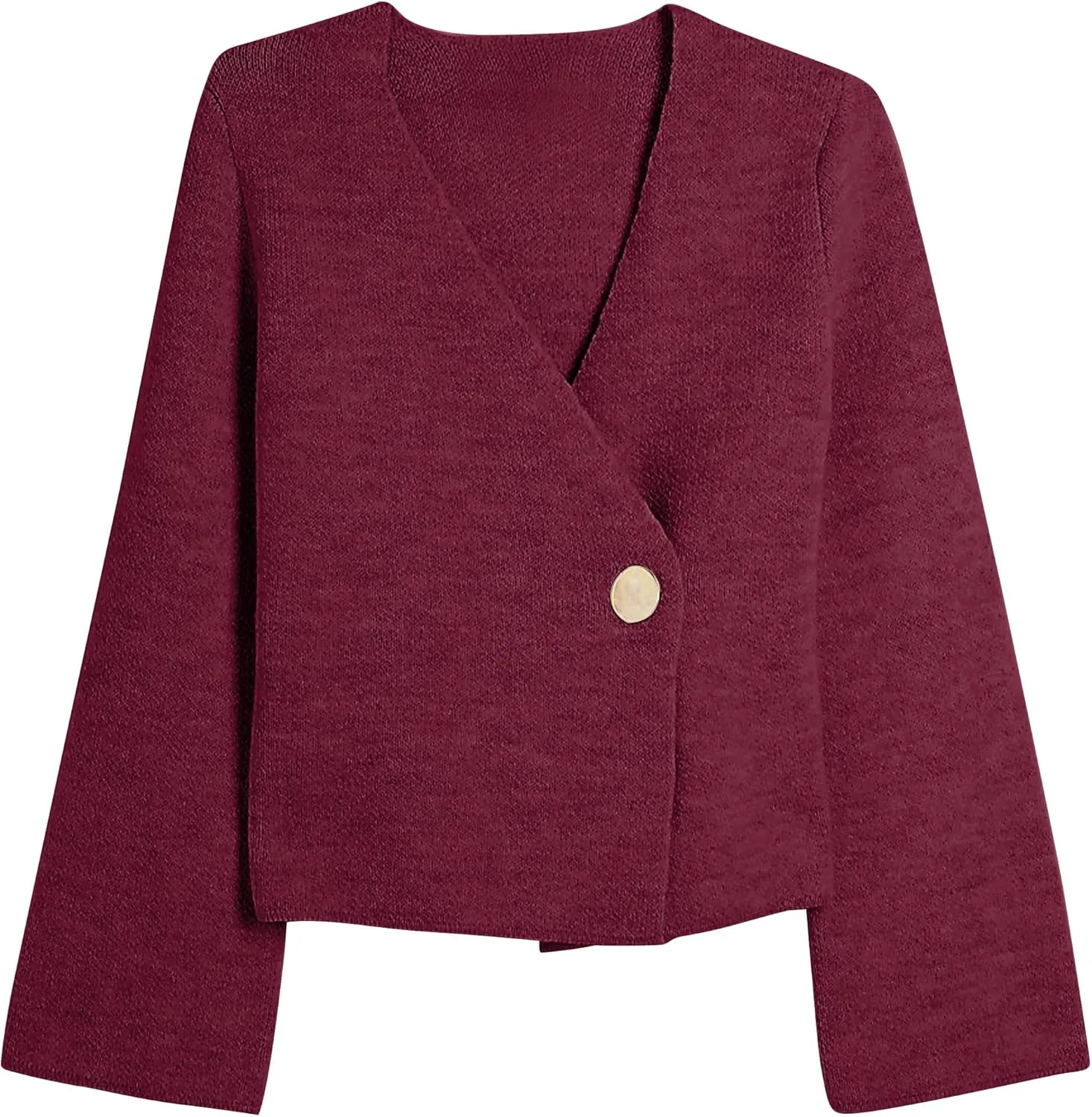 Asymmetric Button Up Cardigans Sweaters for Women Elegant V Neck Knit Cropped Sweater Tops 2024 Fall Outfits Trendy
