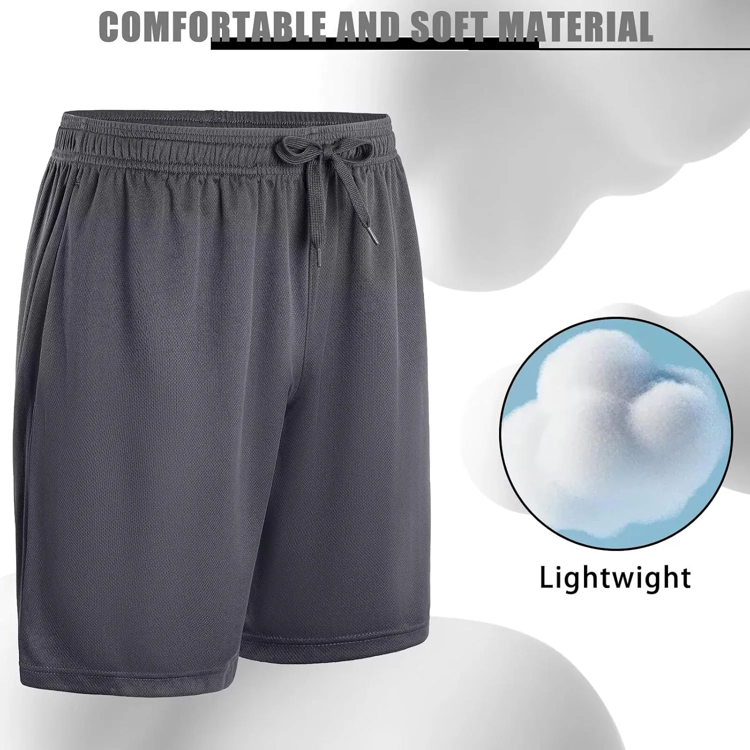 Athletic Shorts Pack for Men Breathable Athletic Gym Shorts Elastic Waistband Quick Dry