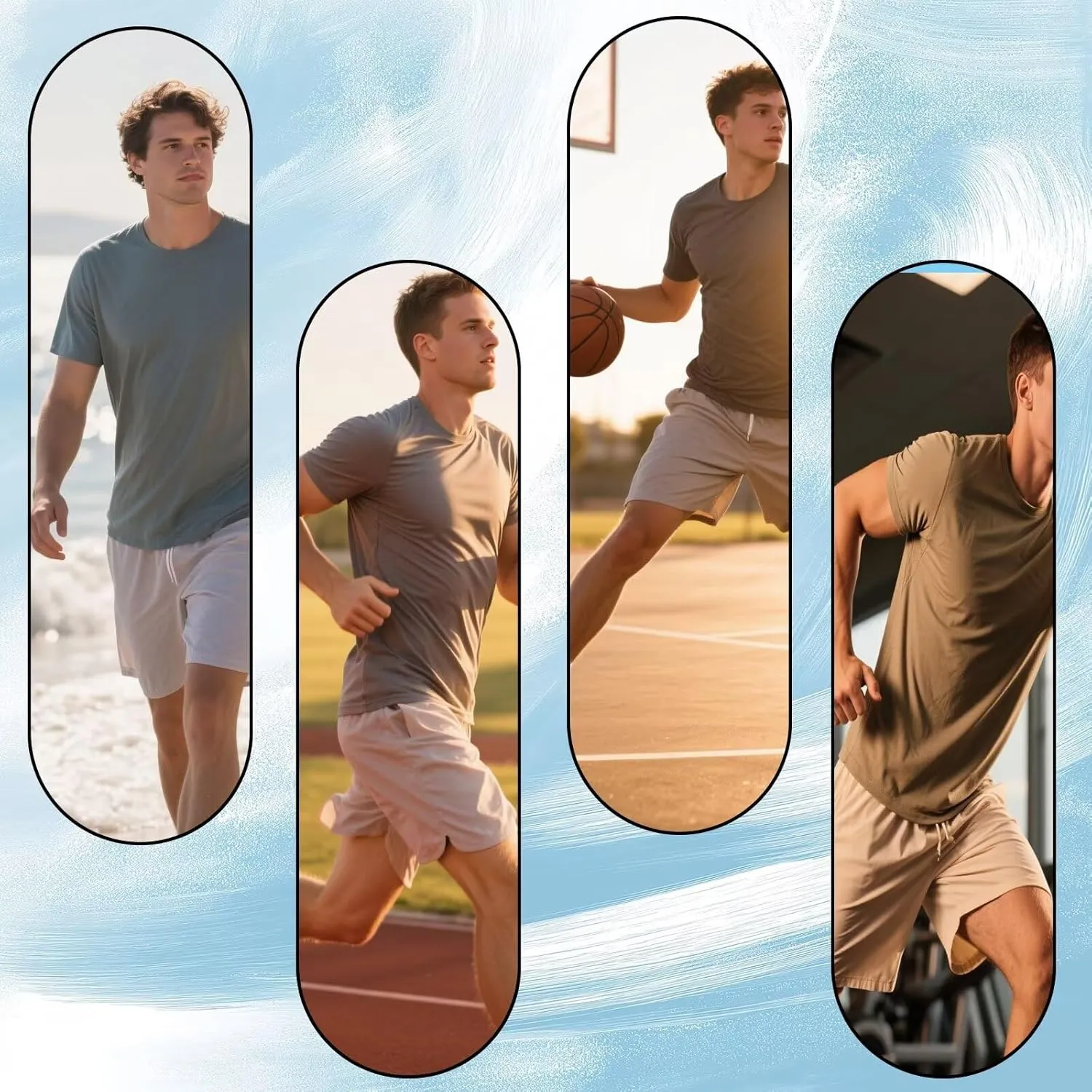 Athletic Shorts Pack for Men Breathable Athletic Gym Shorts Elastic Waistband Quick Dry