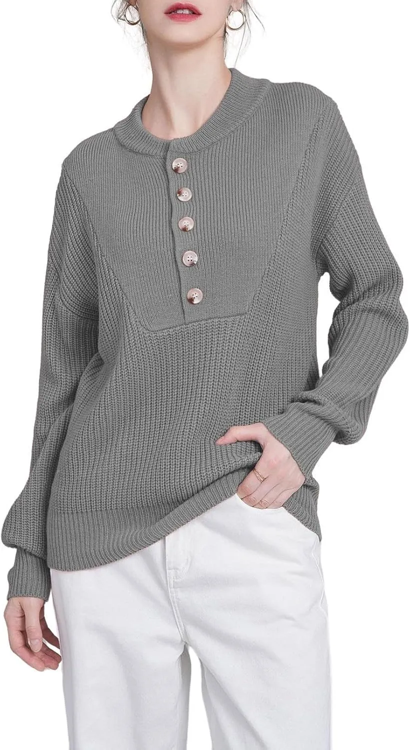 ATHX Women's Oversized Pullover Sweater 2024 Trendy Crewneck Long Sleeve Knit Sweater Warm Pullover Sweater Top