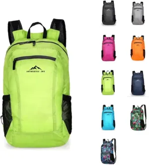 Authentic Joy 20L Water Resistant Lightweight Hiking Daypack, Packable Backpack, Multiple Colors (Green)