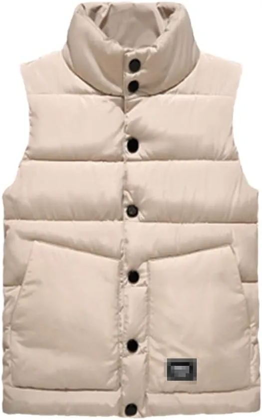 Autumn Winter Male Cotton-Padded Vest Coats Men Stand Collar Thicken Waistcoats Sleeveless Jackets
