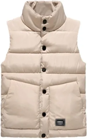 Autumn Winter Male Cotton-Padded Vest Coats Men Stand Collar Thicken Waistcoats Sleeveless Jackets