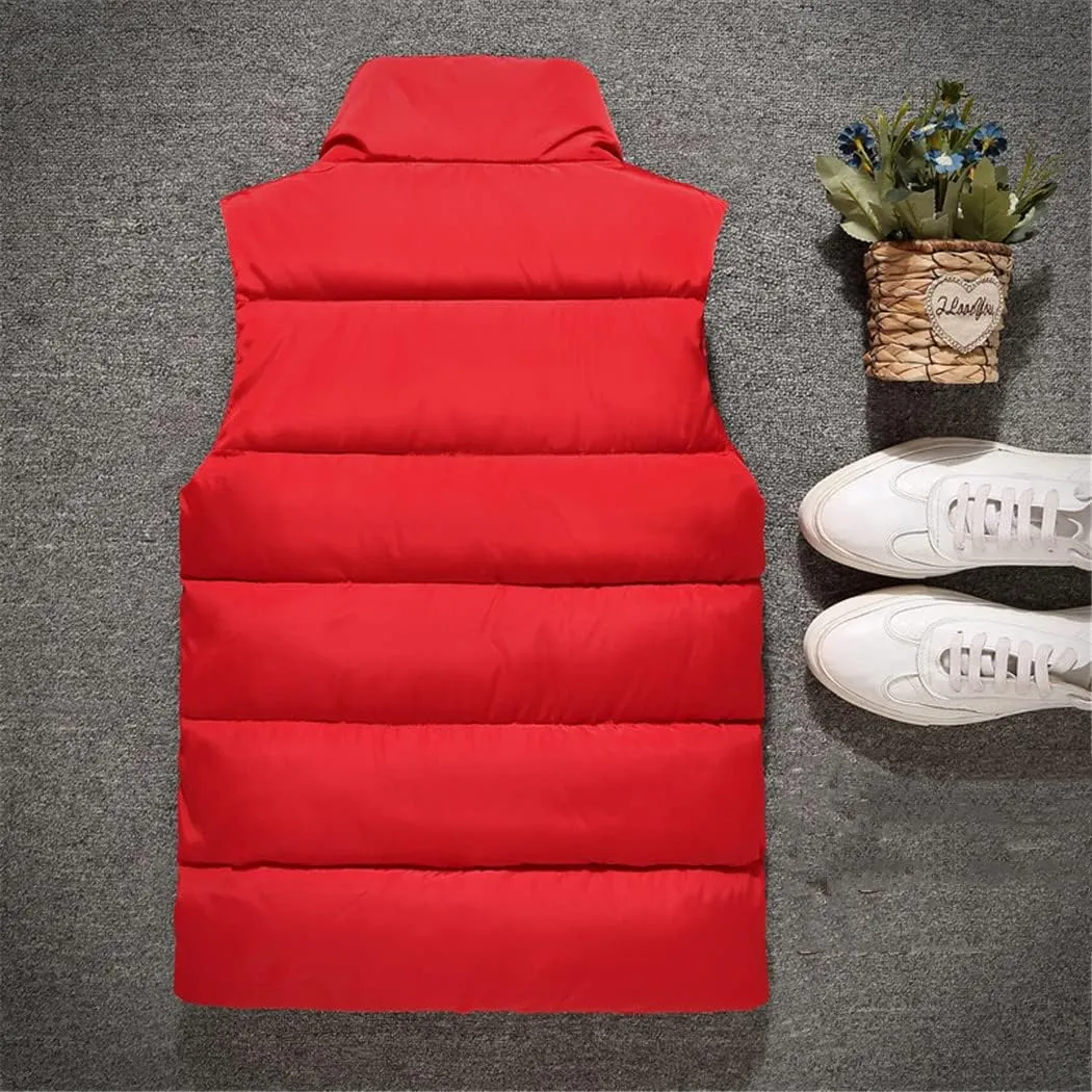 Autumn Winter Male Cotton-Padded Vest Coats Men Stand Collar Thicken Waistcoats Sleeveless Jackets