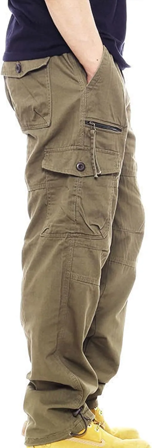 Aymnlox Mens Tactical Cargo Pants Casual Loose Fit Outdoor Sweatpants with Multiple Pockets Pants Straight Leg Workout Pants