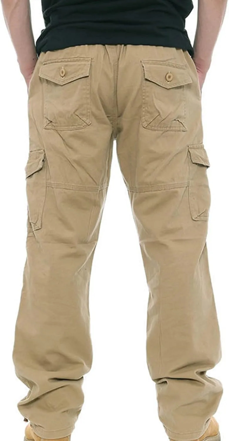 Aymnlox Mens Tactical Cargo Pants Casual Loose Fit Outdoor Sweatpants with Multiple Pockets Pants Straight Leg Workout Pants