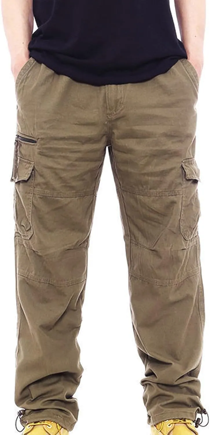Aymnlox Mens Tactical Cargo Pants Casual Loose Fit Outdoor Sweatpants with Multiple Pockets Pants Straight Leg Workout Pants
