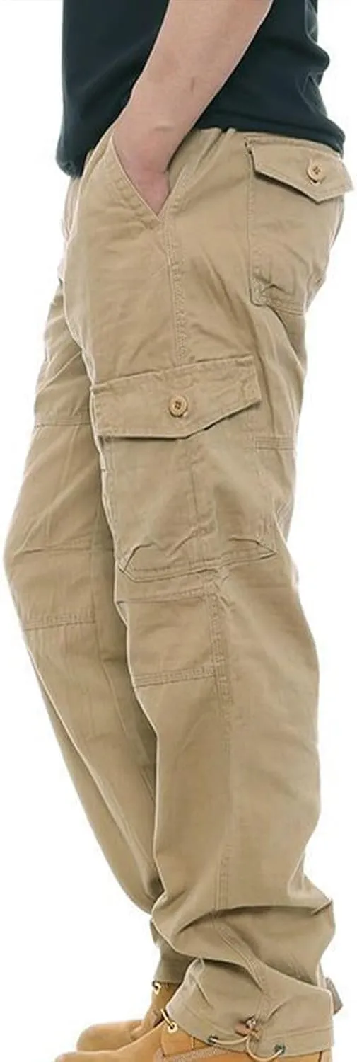 Aymnlox Mens Tactical Cargo Pants Casual Loose Fit Outdoor Sweatpants with Multiple Pockets Pants Straight Leg Workout Pants