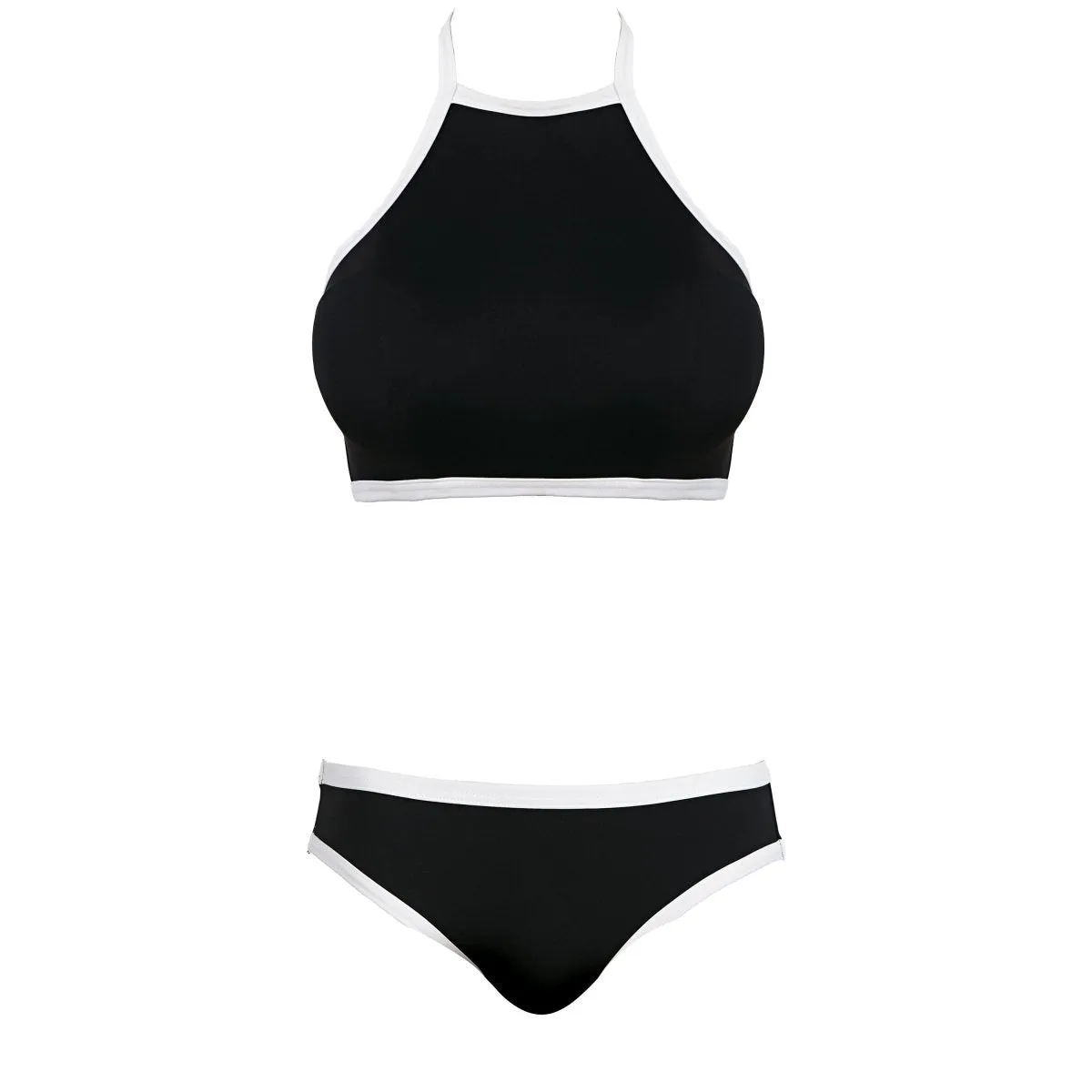 Back to Black UW High Neck Crop Bikini Swim Top- 3701