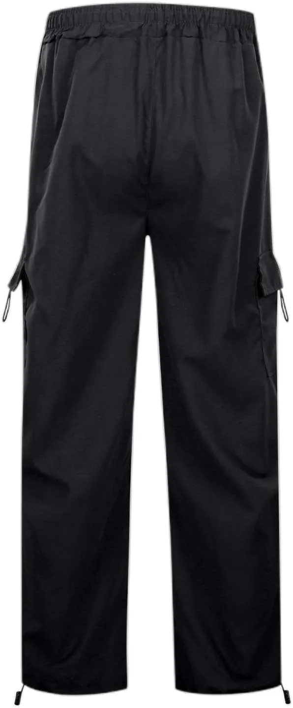 Baggy Parachute Pants for Women Elastic High Waist Lounge Cargo Pants Multiple Pockets Jogger Y2K Quick Dry Pant