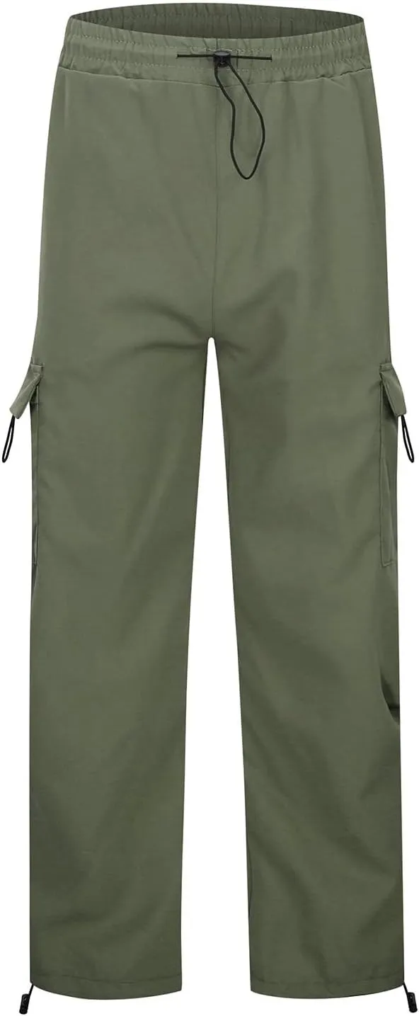 Baggy Parachute Pants for Women Elastic High Waist Lounge Cargo Pants Multiple Pockets Jogger Y2K Quick Dry Pant