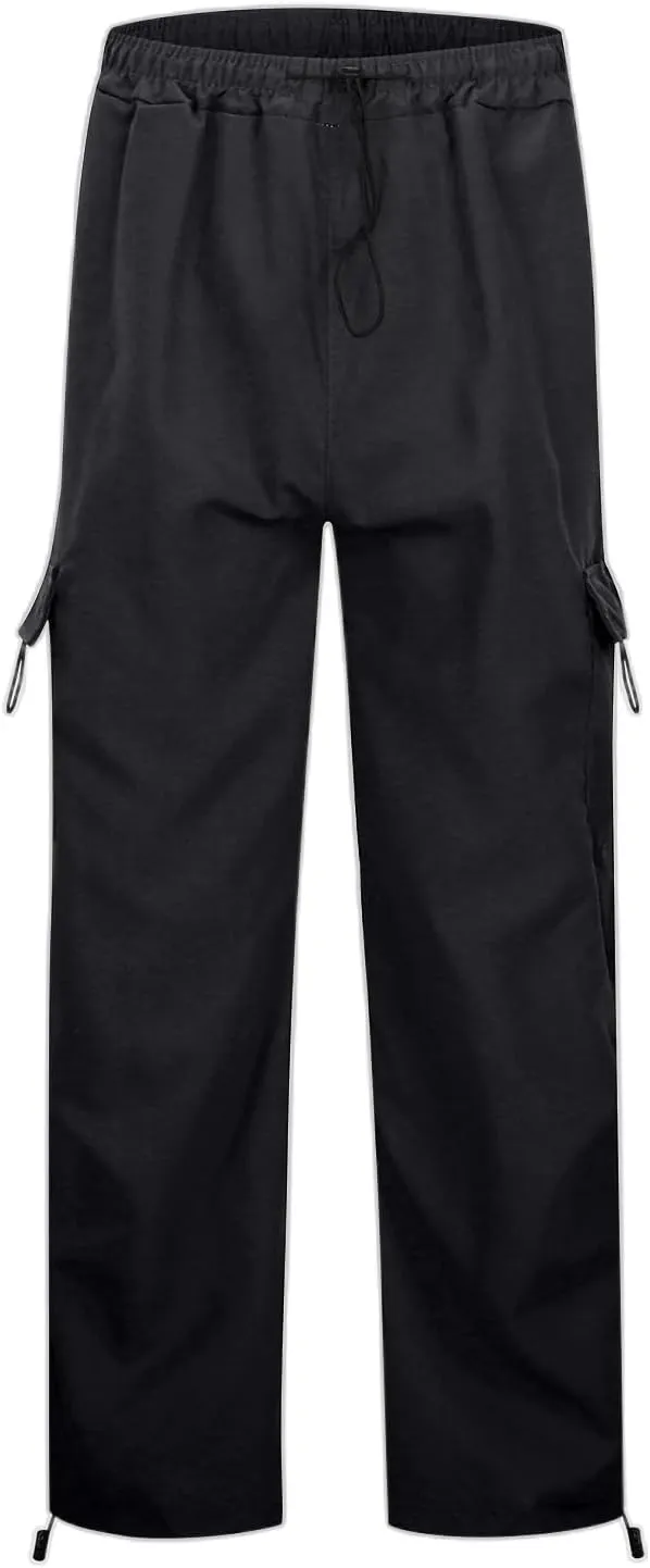 Baggy Parachute Pants for Women Elastic High Waist Lounge Cargo Pants Multiple Pockets Jogger Y2K Quick Dry Pant