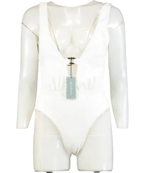 Baiah White The Siren Plunge Swimsuit UK S