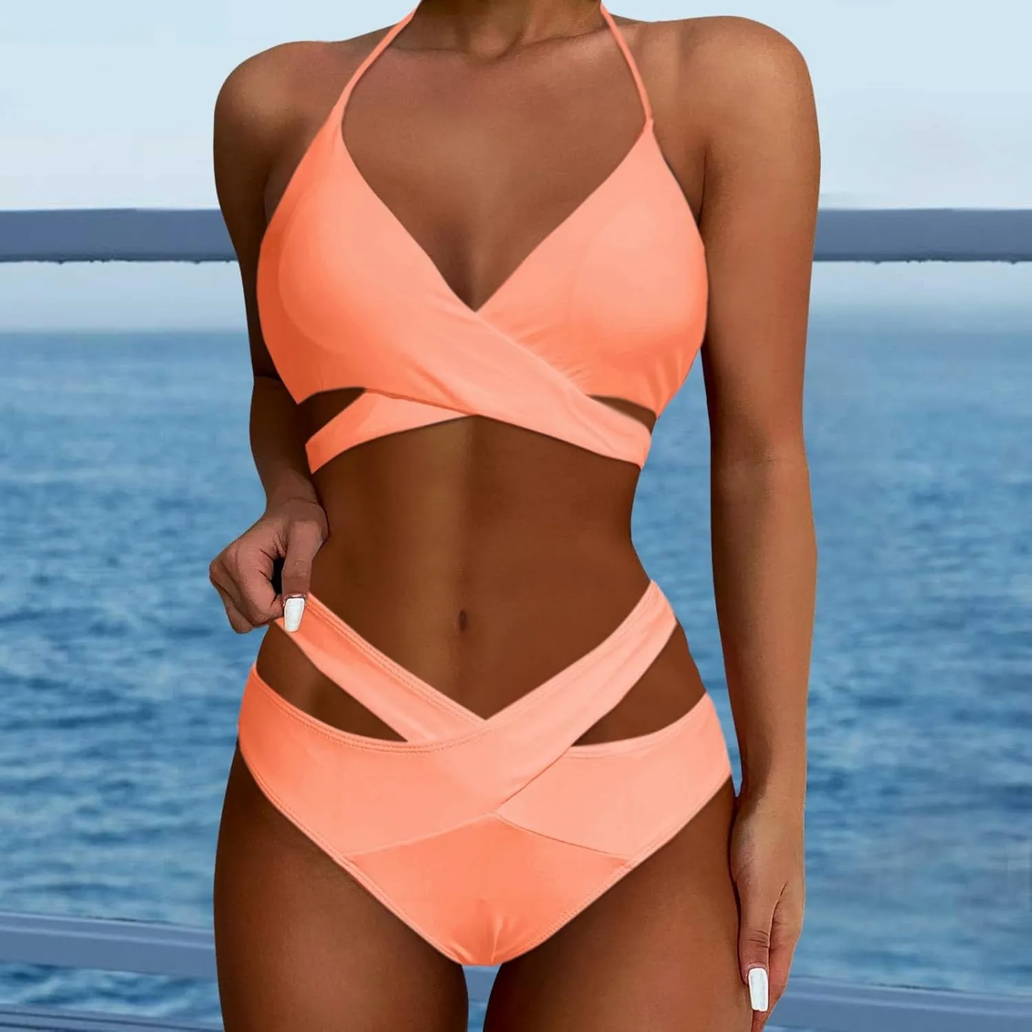 Bathing Suit for Women Camisole Crisscross Bikini Push Up Two Piece High Waisted Cool Western Womens Swimsuits Bikini