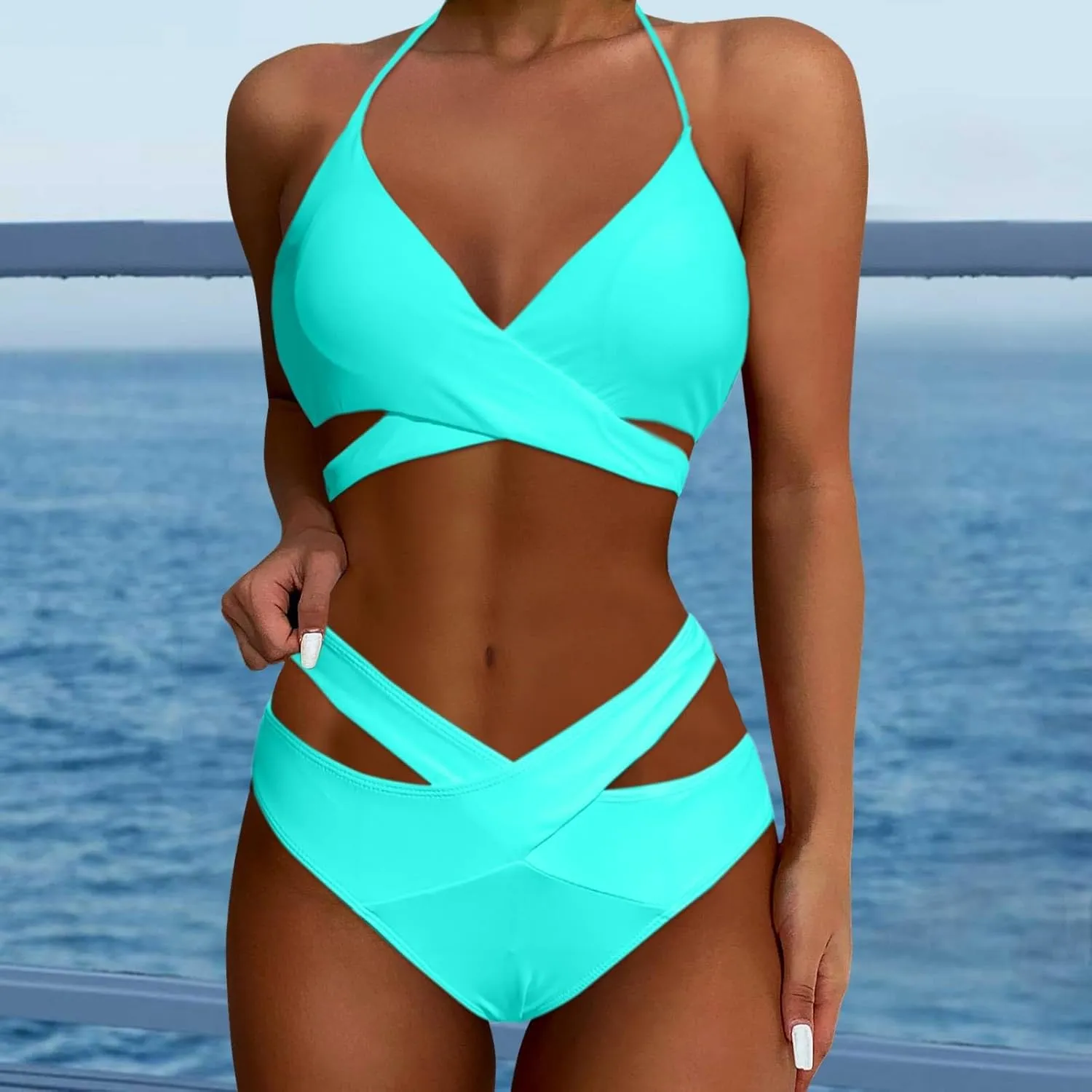 Bathing Suit for Women Camisole Crisscross Bikini Push Up Two Piece High Waisted Cool Western Womens Swimsuits Bikini