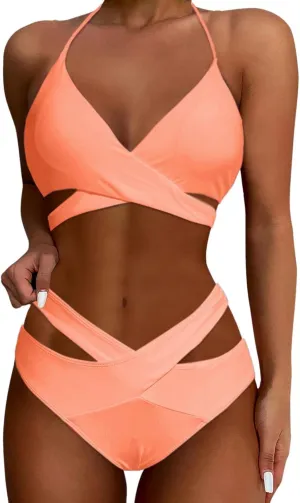 Bathing Suit for Women Camisole Crisscross Bikini Push Up Two Piece High Waisted Cool Western Womens Swimsuits Bikini