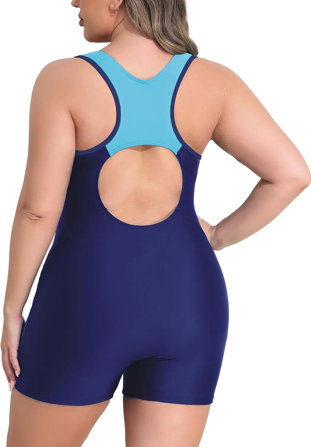 beautyin Plus Size Swimsuit for Women Athletic Boyleg One Piece Bathing Suit