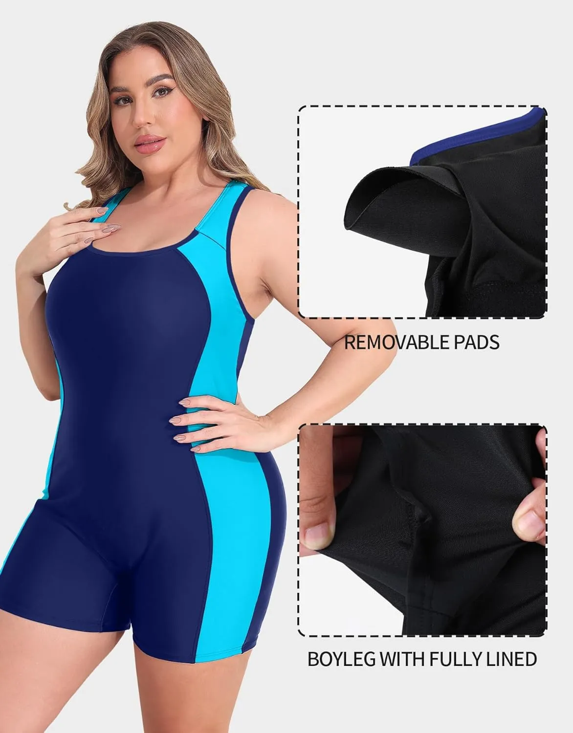 beautyin Plus Size Swimsuit for Women Athletic Boyleg One Piece Bathing Suit