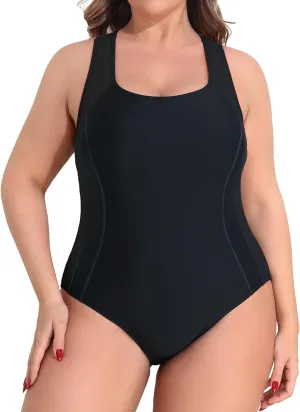 beautyin Plus Size Womens Swimsuit One Piece Athletic Racerback Bathing Suits