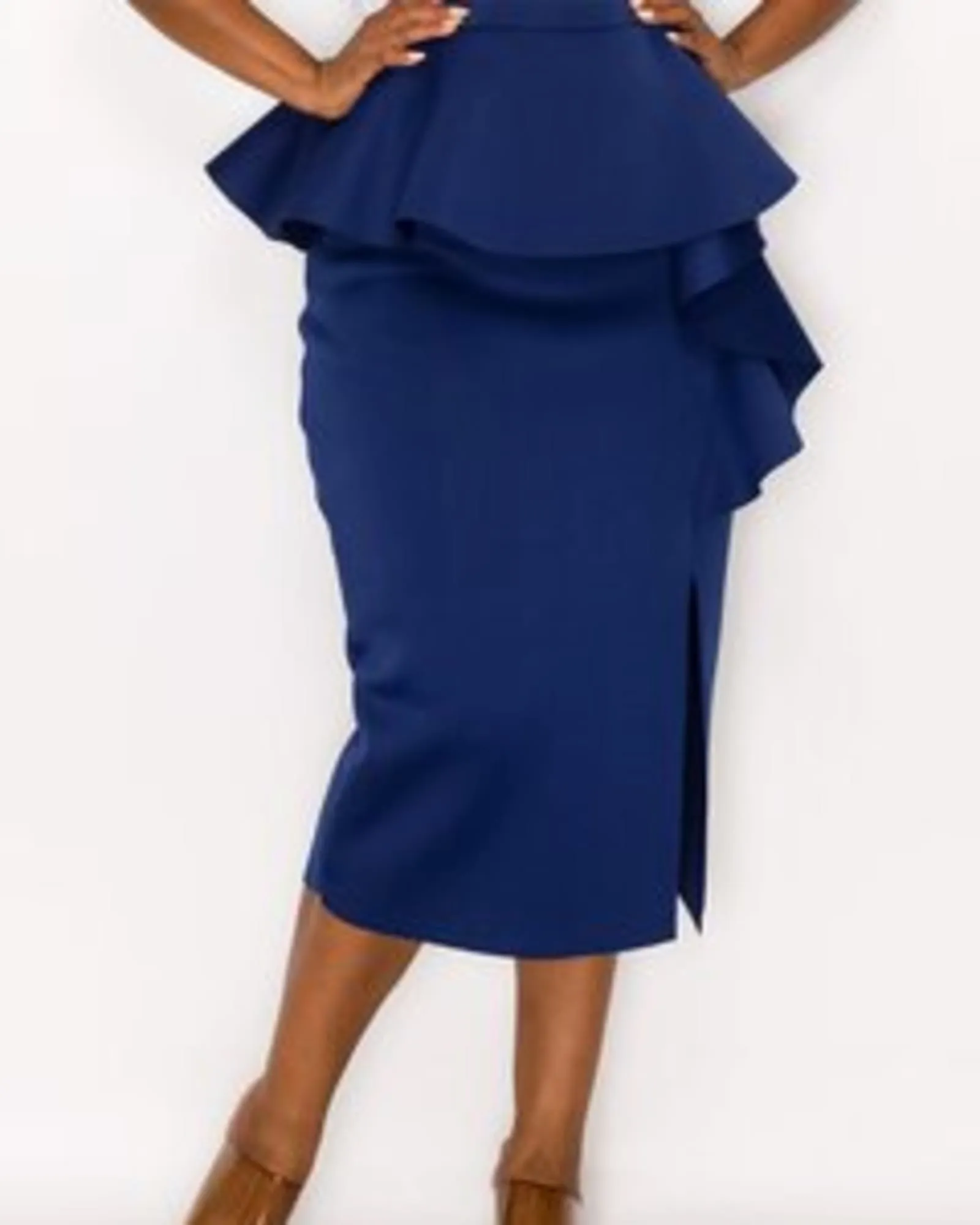 Bella Neoprene Midi Skirt | Navy