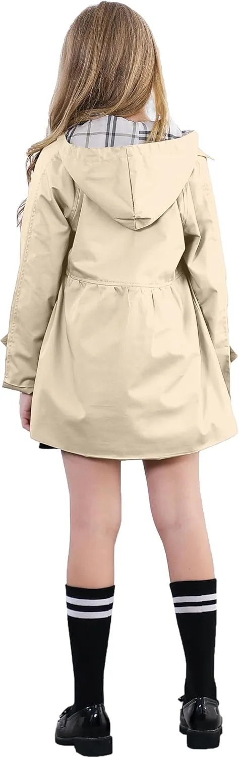 Betusline Girl's Single Breasted Trench Coat Dress Coat Outerwear, 2-14 Years