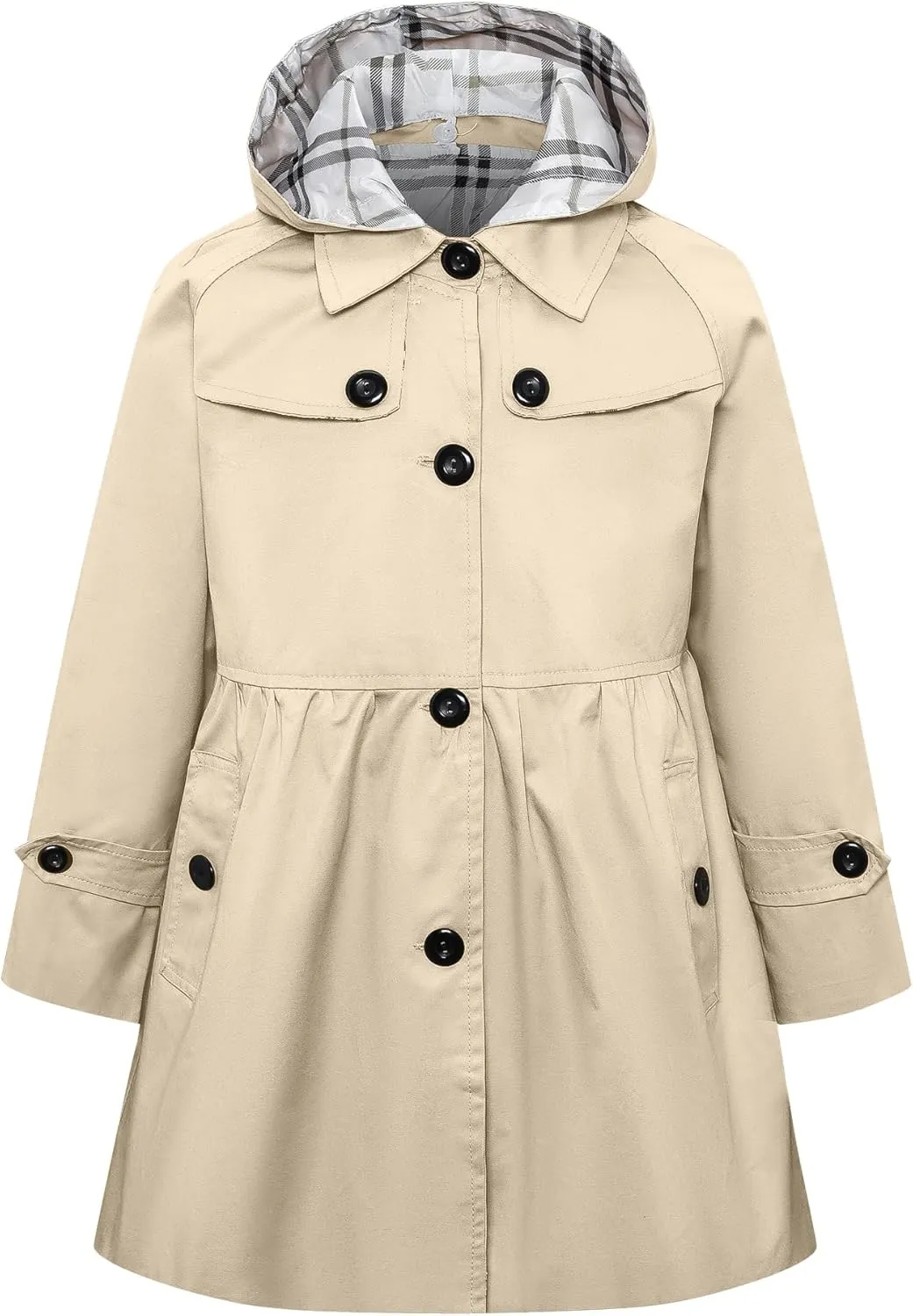 Betusline Girl's Single Breasted Trench Coat Dress Coat Outerwear, 2-14 Years