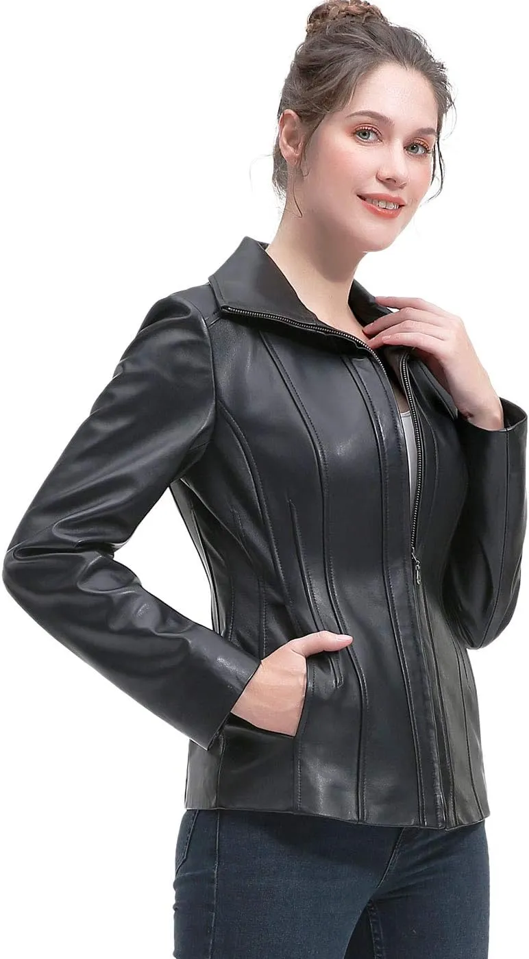 BGSD Women Josie Lambskin Leather Jacket (Also available in Plus Size & Petite)