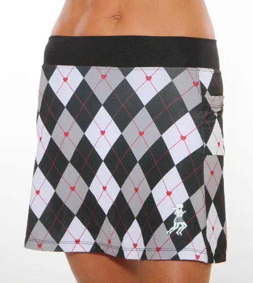 Black Argyle Running Skirt
