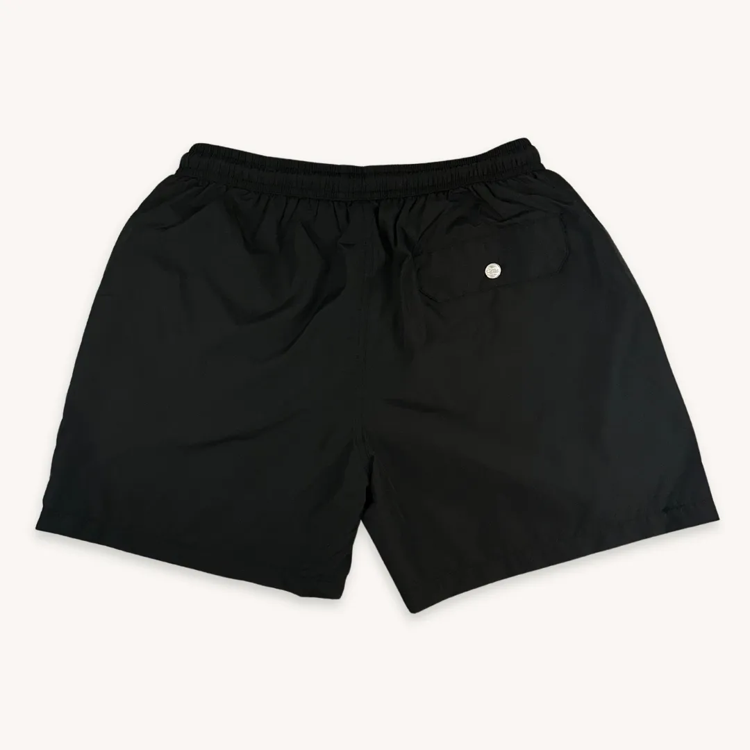 Black Solid Swim Shorts