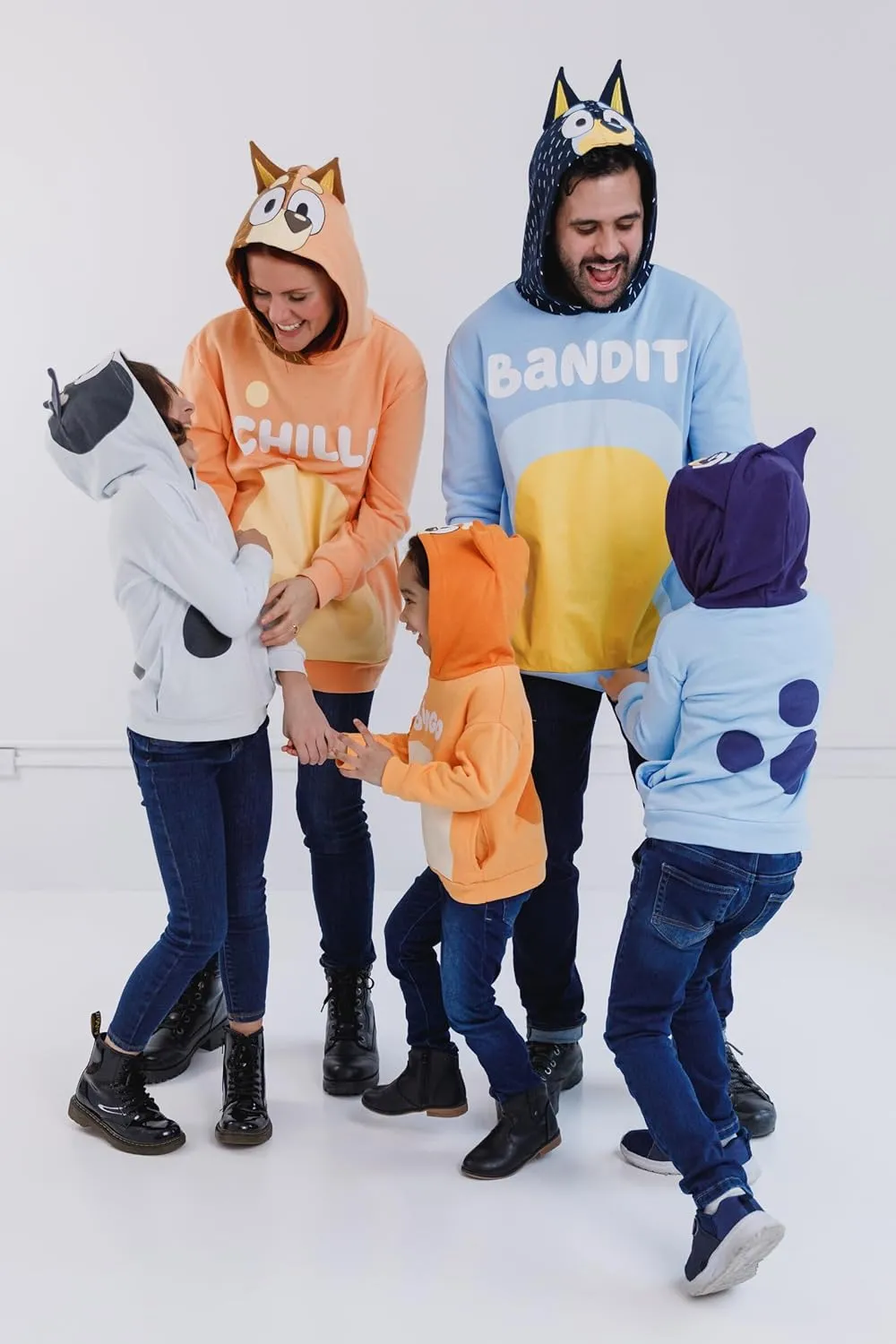 Bluey Bingo Dad Mom Fleece Matching Family Cosplay Pullover Hoodie Infant to Little Kid