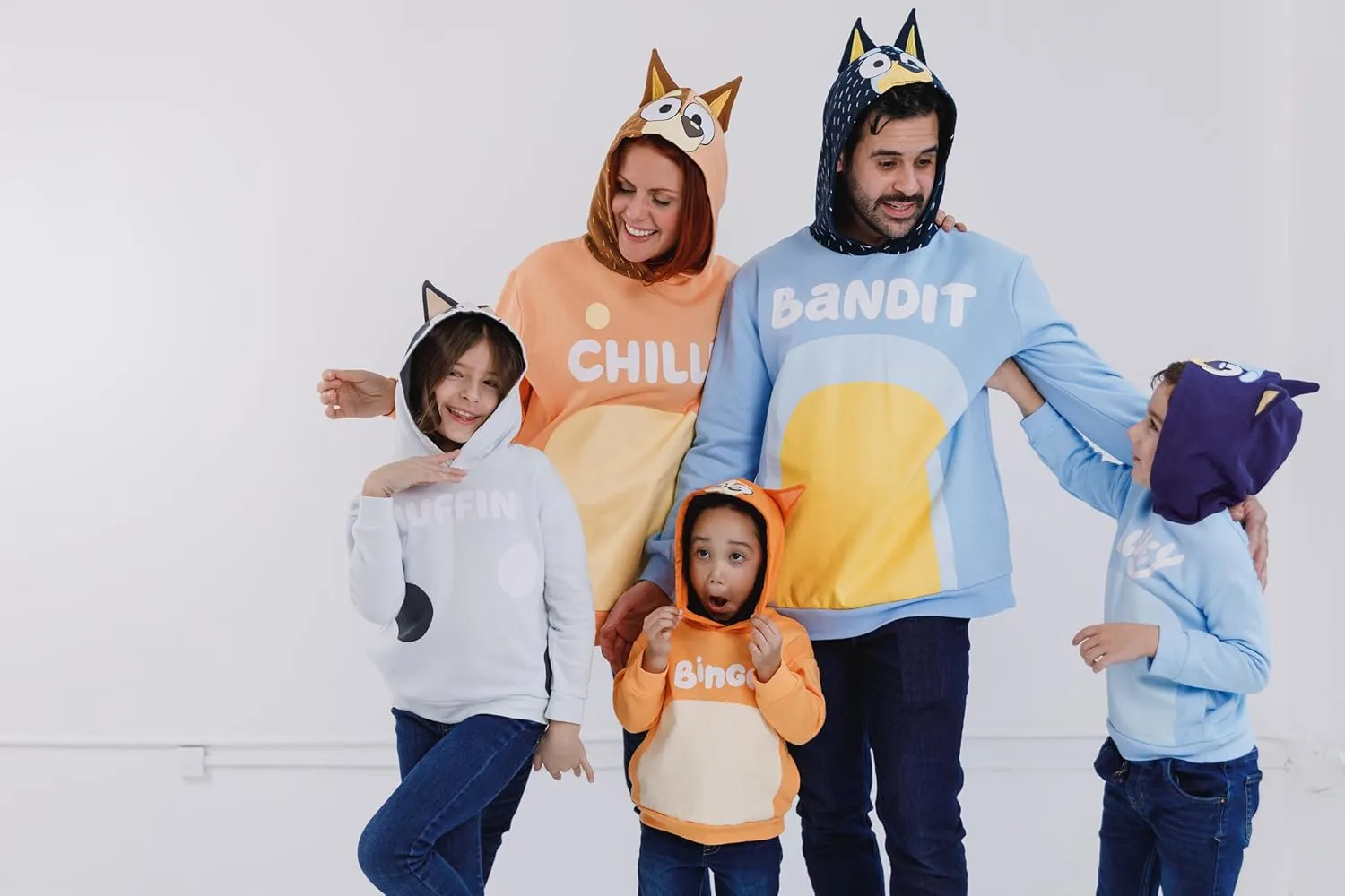 Bluey Bingo Dad Mom Fleece Matching Family Cosplay Pullover Hoodie Infant to Little Kid