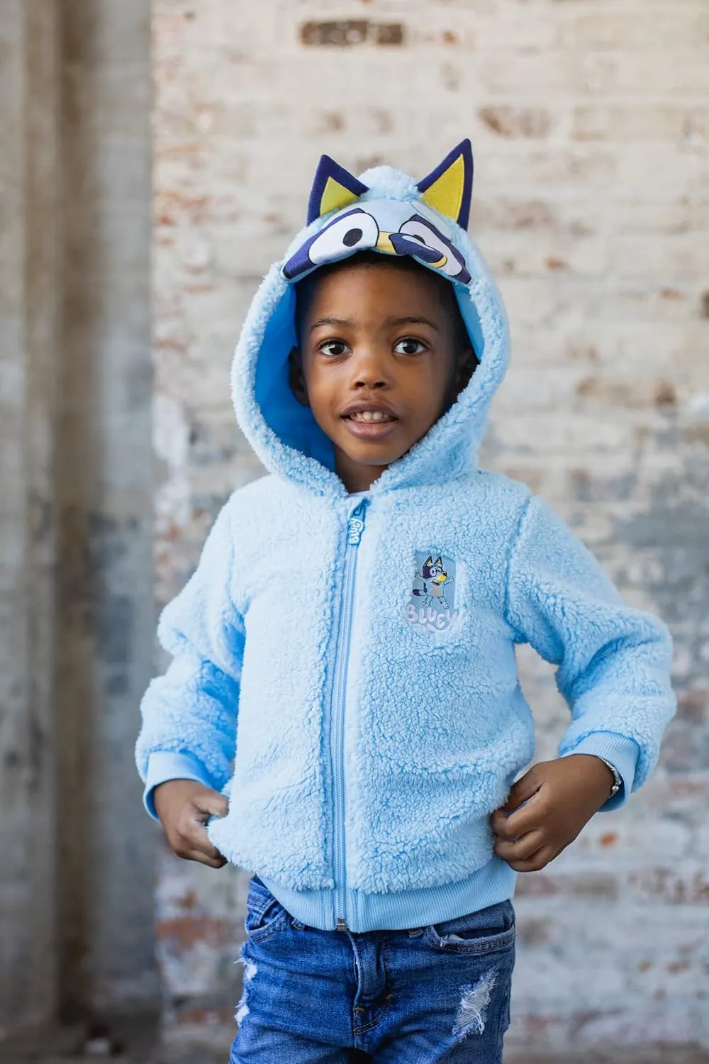 Bluey Cozy Sherpa Zip Up Cosplay Hoodie Toddler to Big Kid Sizes (2T - 10-12)