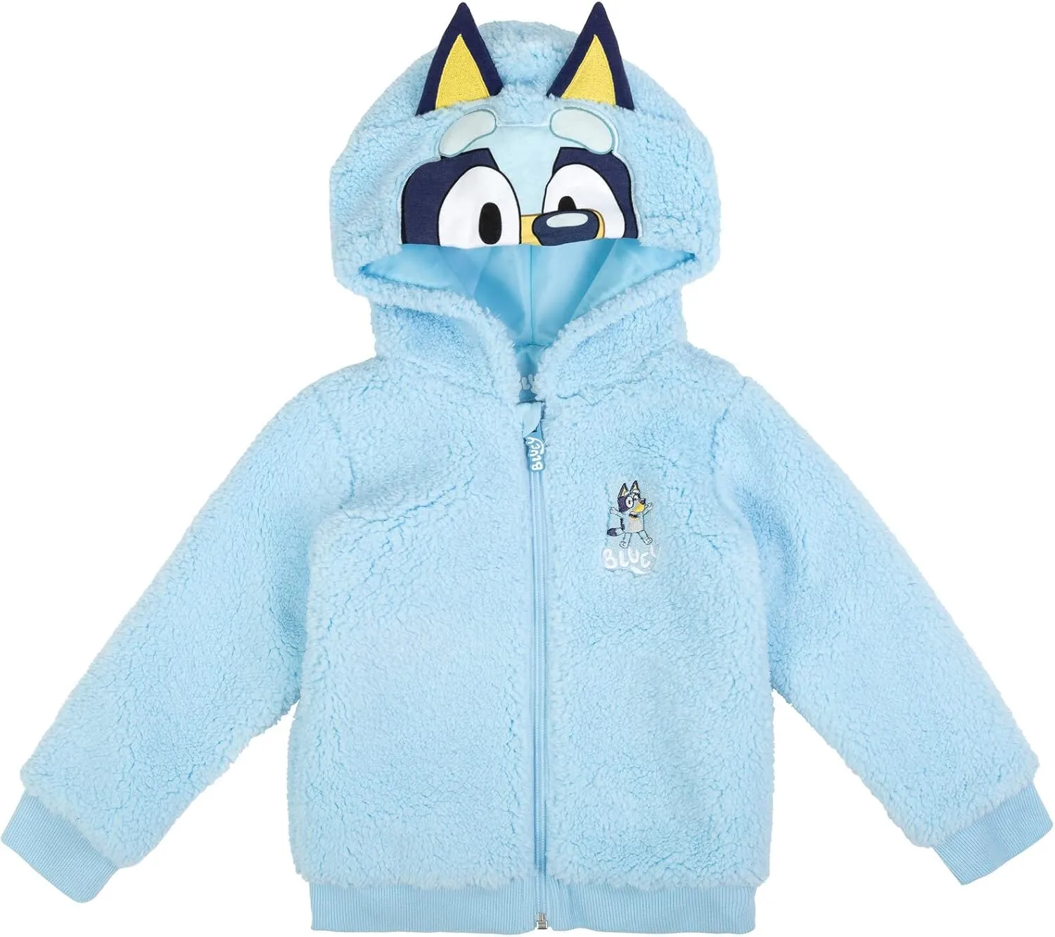 Bluey Cozy Sherpa Zip Up Cosplay Hoodie Toddler to Big Kid Sizes (2T - 10-12)