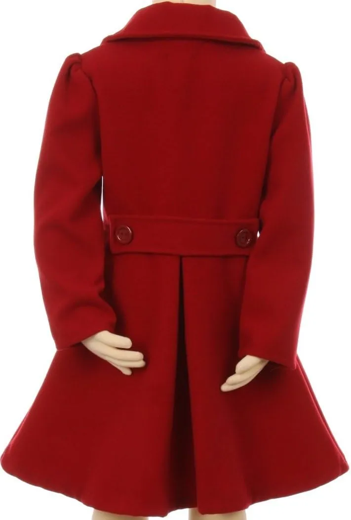 BluNight Collection Girls Dress Coat Long Sleeve Button Pocket Long Winter Coat Outerwear 2-14