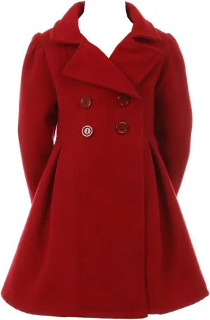 BluNight Collection Girls Dress Coat Long Sleeve Button Pocket Long Winter Coat Outerwear 2-14