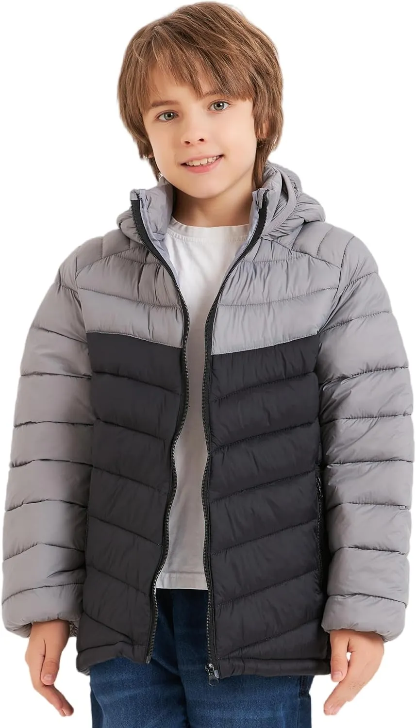 Boys Girls Toddlers Lightweight Hooded Puffer Jacket Kids Winter Coat Warm Comfy Outerwear