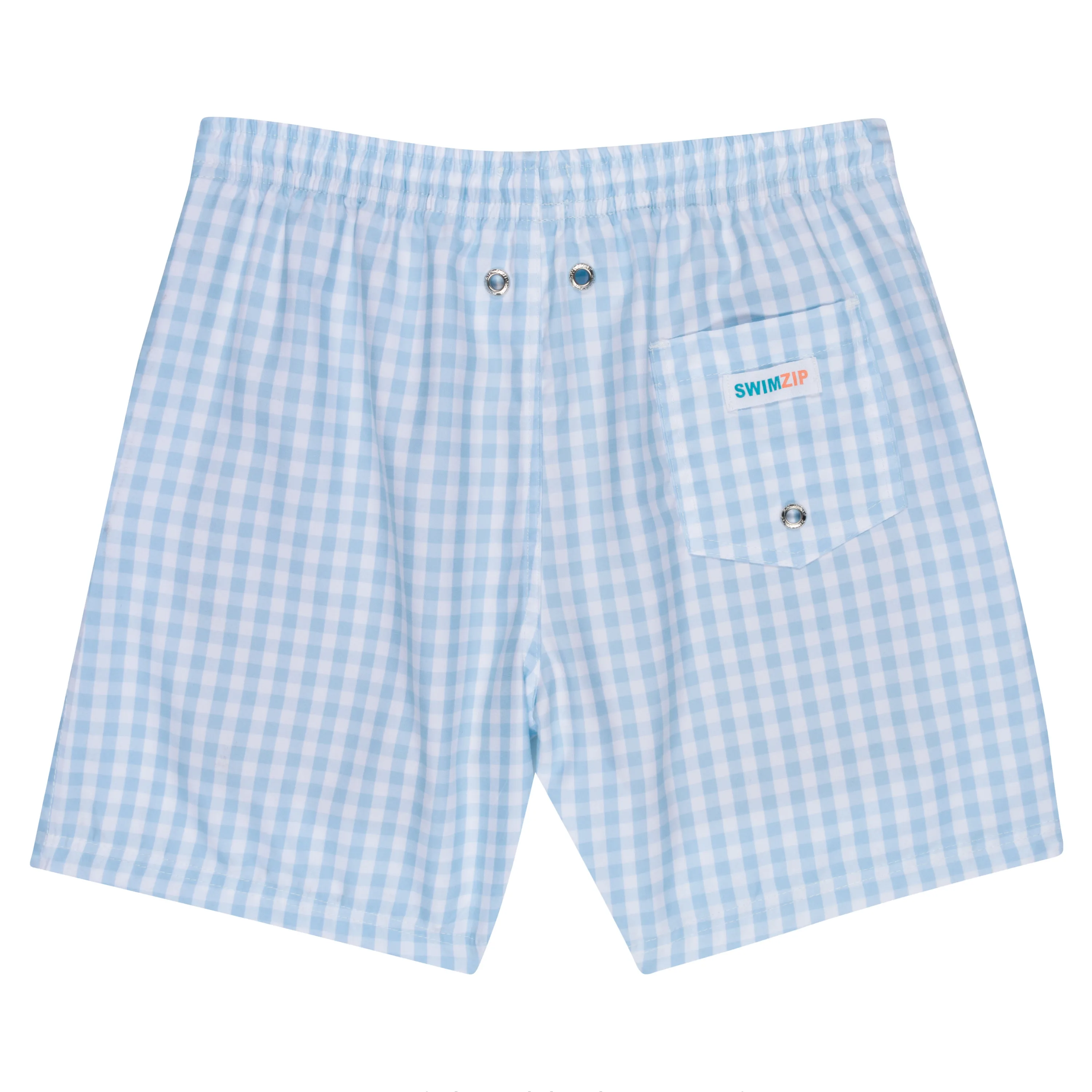 Boys Swim Trunks Boxer Brief Liner (sizes 6-14) | “Blue Gingham"