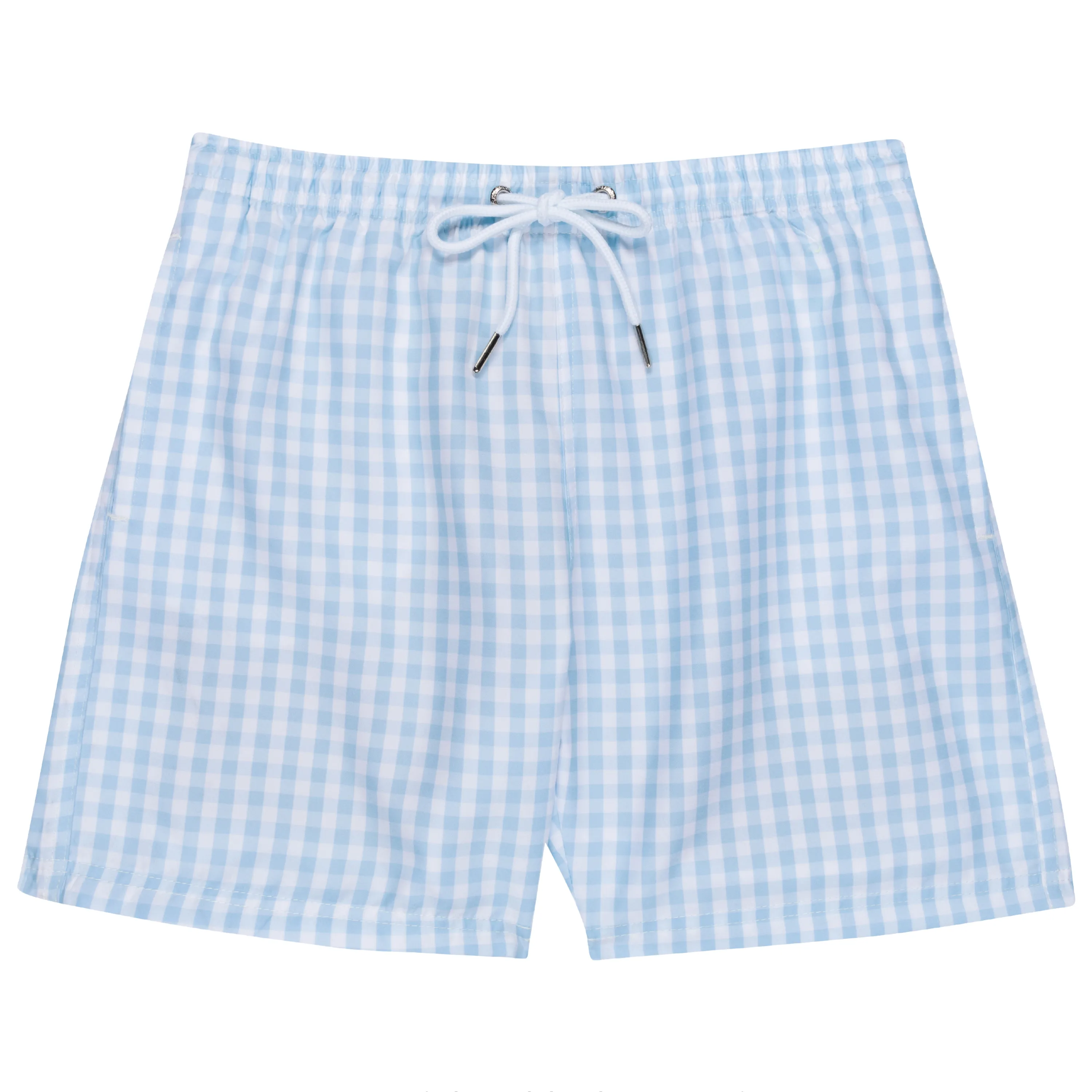 Boys Swim Trunks Boxer Brief Liner (sizes 6-14) | “Blue Gingham"