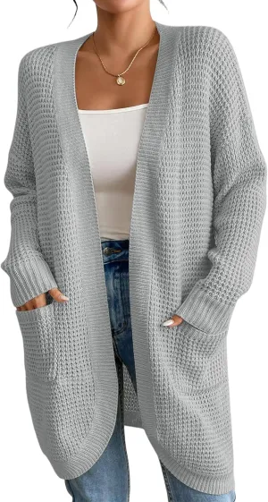 Bsubseach Cardigan Sweaters for Women Fall Outfits Open Front Crochet Sweater with Pocket