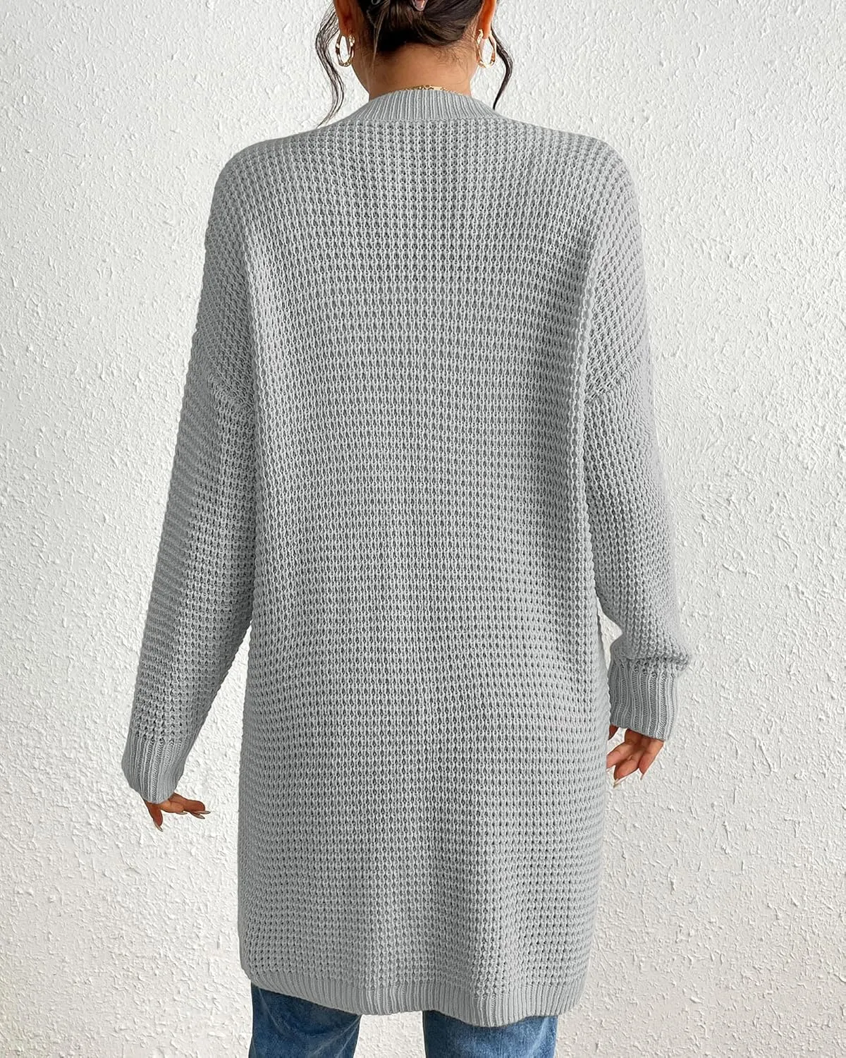 Bsubseach Cardigan Sweaters for Women Fall Outfits Open Front Crochet Sweater with Pocket