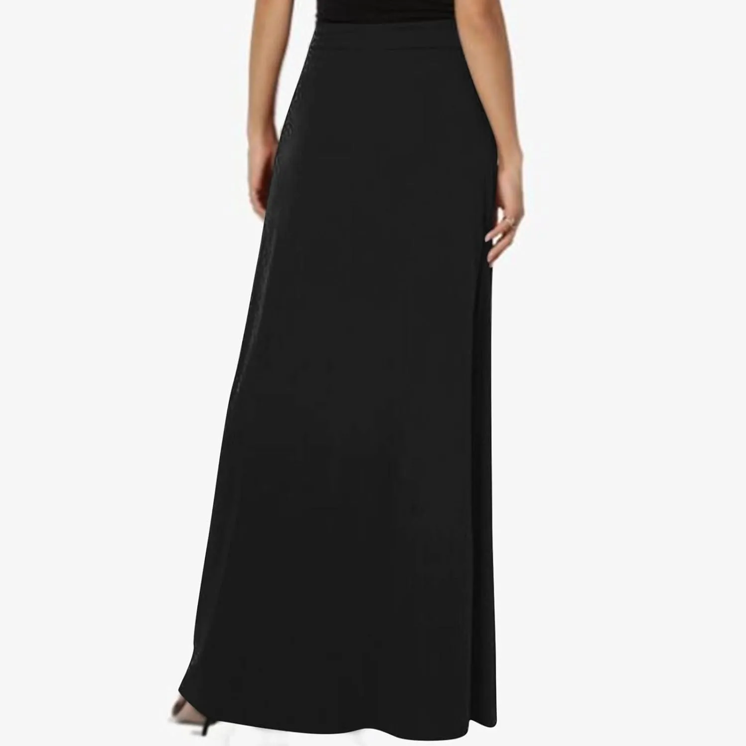 BTDECLAR Women Trendy Summer Maxi Skirt Elegant Elastic High Waisted Flowy Skirts Business Casual Long Skirts with Pockets