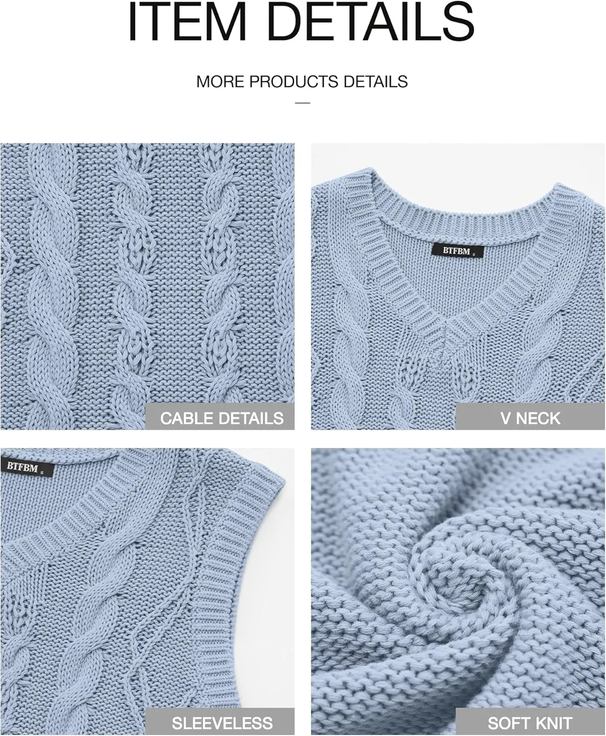 BTFBM Womens Oversized Sweater Vest 2025 Summer V Neck Casual Sleeveless Sweaters Loose Cable Knit Pullover Tops