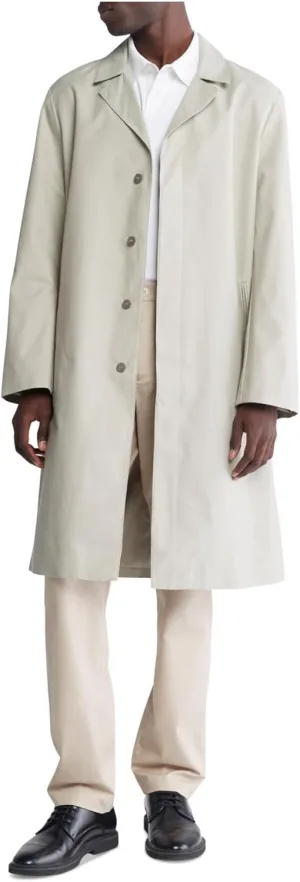 Calvin Klein Mens Classic Long Trench Coat Blazer Jacket, Beige, Medium