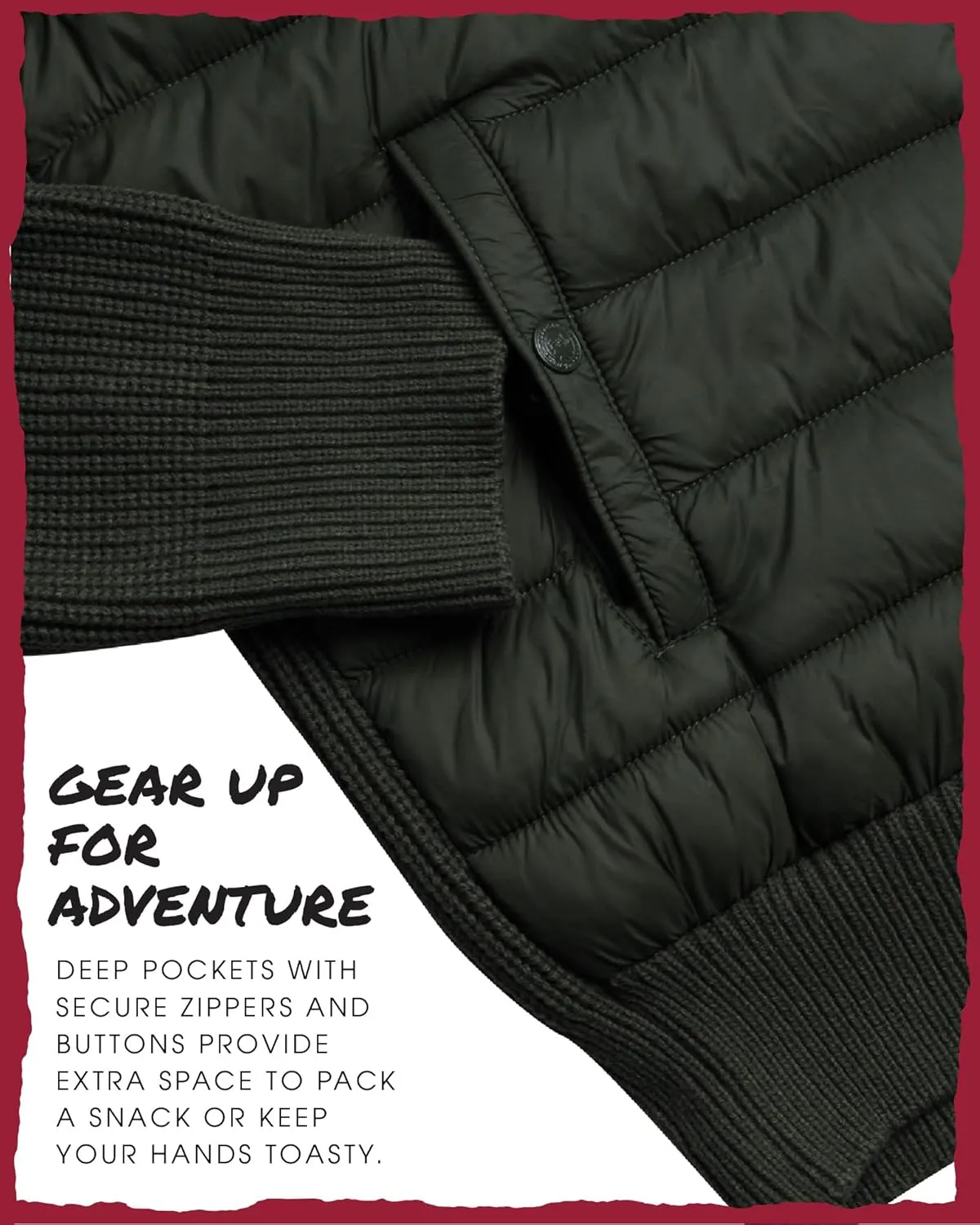 CANADA WEATHER GEAR Men's Quilted Sweater Vest - Water Resistant Full Zip Up Hooded Puffer Winter Jacket (Sizes: M-XXL)