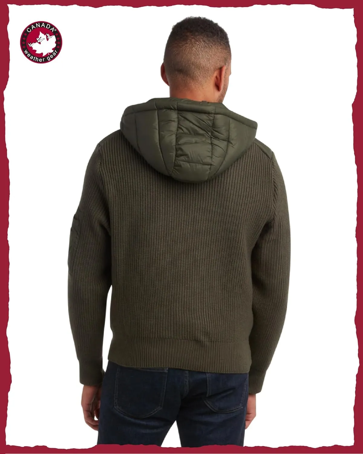CANADA WEATHER GEAR Men's Quilted Sweater Vest - Water Resistant Full Zip Up Hooded Puffer Winter Jacket (Sizes: M-XXL)