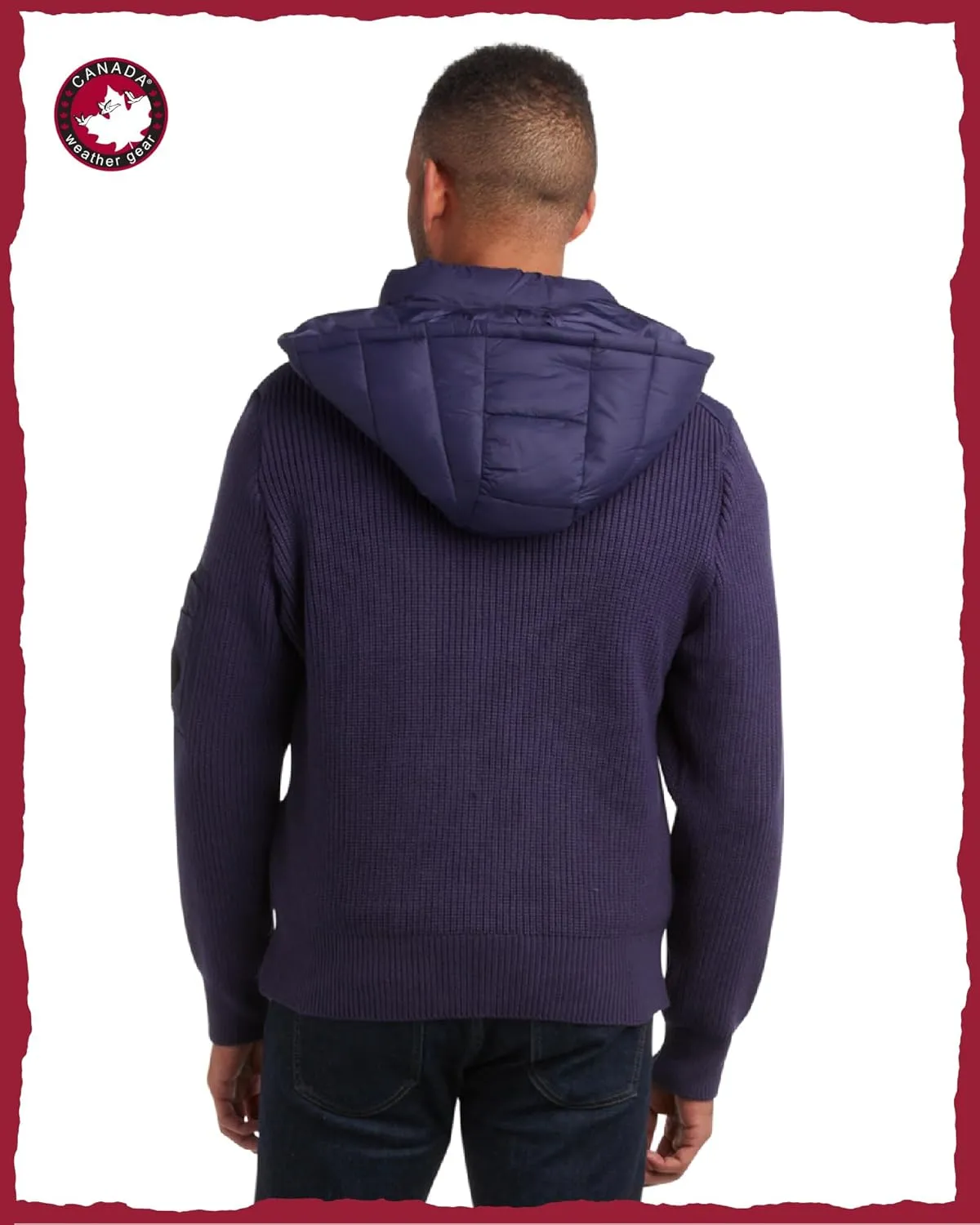 CANADA WEATHER GEAR Men's Quilted Sweater Vest - Water Resistant Full Zip Up Hooded Puffer Winter Jacket (Sizes: M-XXL)